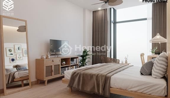 Cho thuê 2 phòng ngủ vừa mới xây xong, đã trang bị đầy đủ tiện nghi, đường ô tô thông 2 chiều