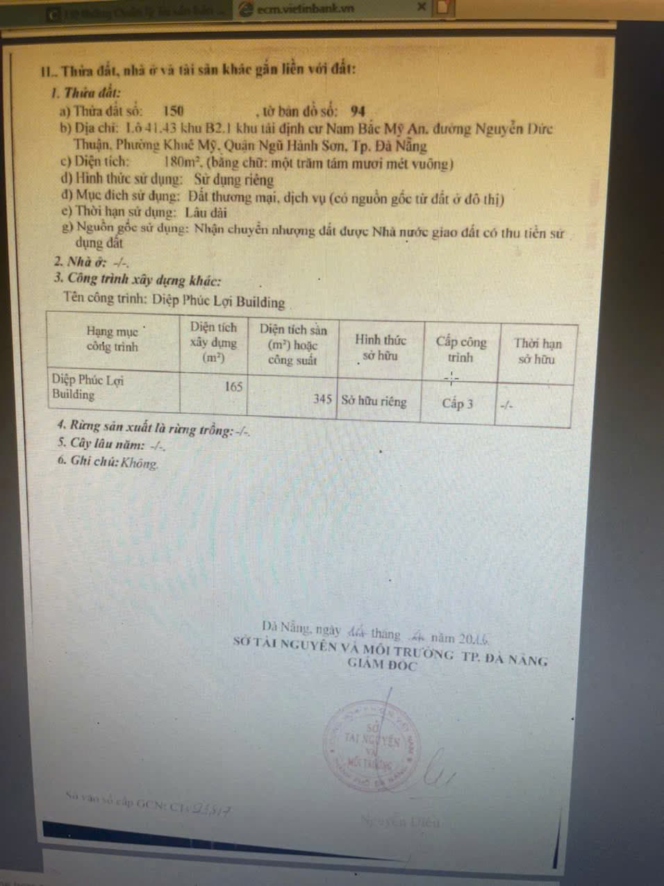 Bán nhà riêng Đ. Nguyễn Đức Thuận, P. Hoà Hải, Q. Ngũ Hành Sơn, Tp. Đà Nẵng