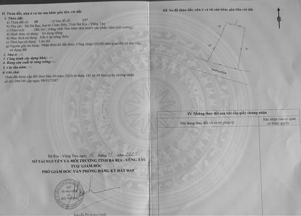Bán đất Đ. 21, X. Đá Bạc, H. Châu Đức, T. Bà Rịa - Vũng Tàu