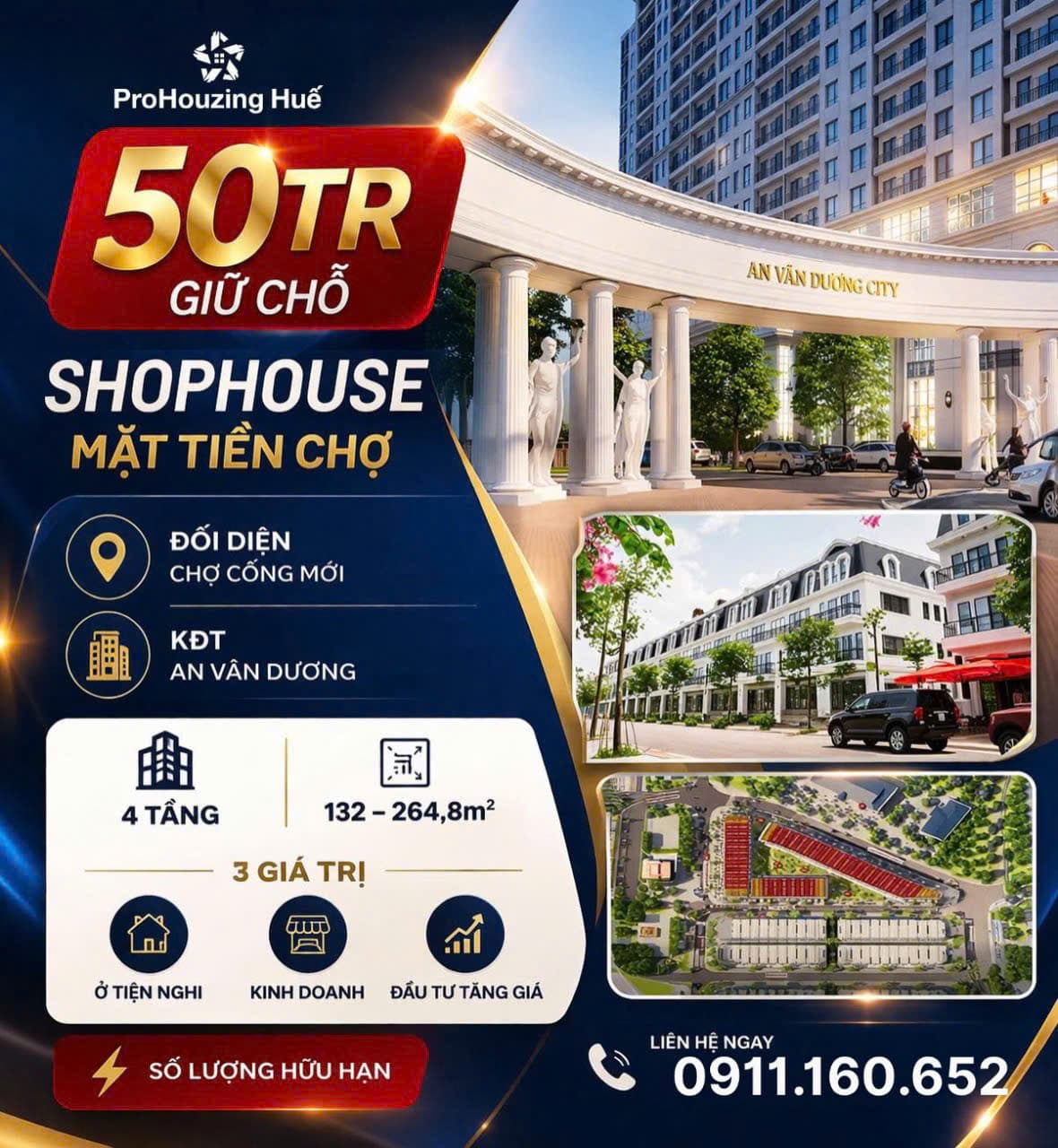 Bán shophouse, nhà phố thương mại Đ. Hoàng Lanh, P. Xuân Phú, Tp. Huế, T. Thừa Thiên Huế